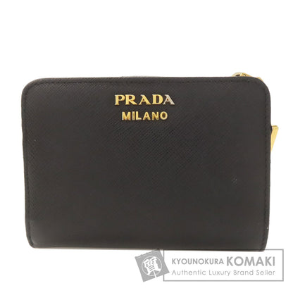 PRADA Triangle Charm Bifold Wallet with Coin Pocket Safiano Ladies [Used]