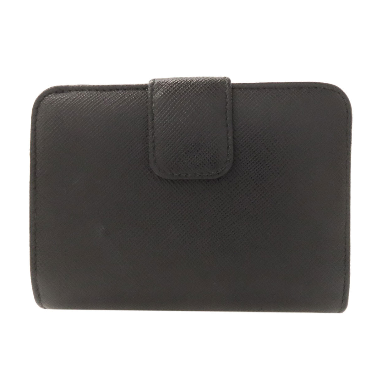 PRADA Triangle Charm Bifold Wallet with Coin Pocket Safiano Ladies [Used]