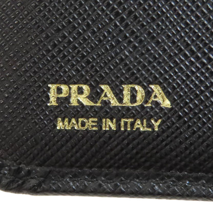 PRADA Triangle Charm Bifold Wallet with Coin Pocket Safiano Ladies [Used]