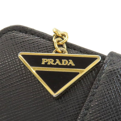 PRADA Triangle Charm Bifold Wallet with Coin Pocket Safiano Ladies [Used]
