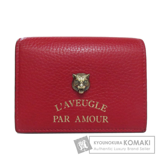 GUCCI 453169 Animalie Bifold Wallet with Coin Pocket Calf Ladies [Used]