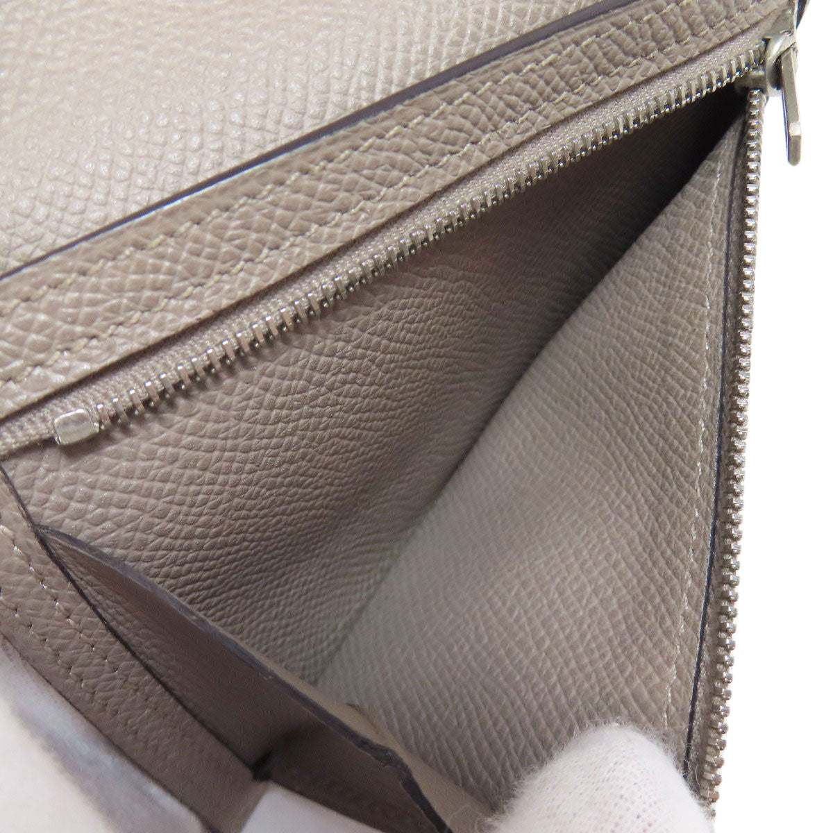HERMES Bearn Compact SilverHardware Bifold Wallet with Coin Pocket Epsom Ladies [Used]
