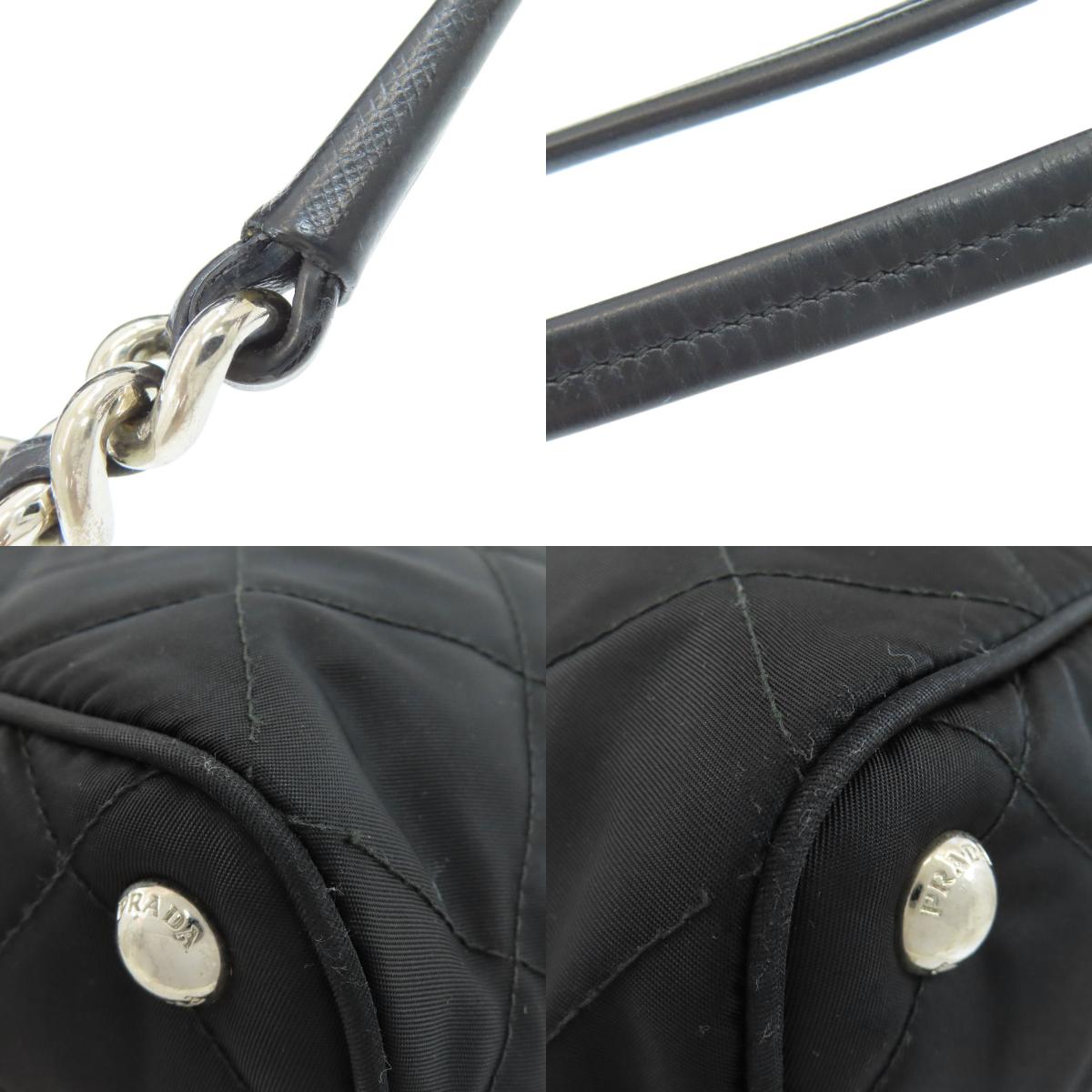 PRADA Logo Hardware Chain Shoulder Tote Bag Nylon Ladies [Used]