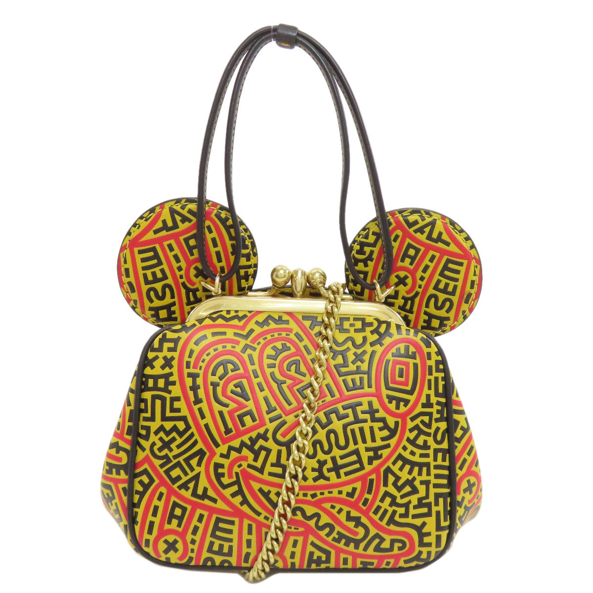 COACH 4718 Kiss Rock Mickey collaboration 2WAY Shoulder Bag Leather Ladies [Used]