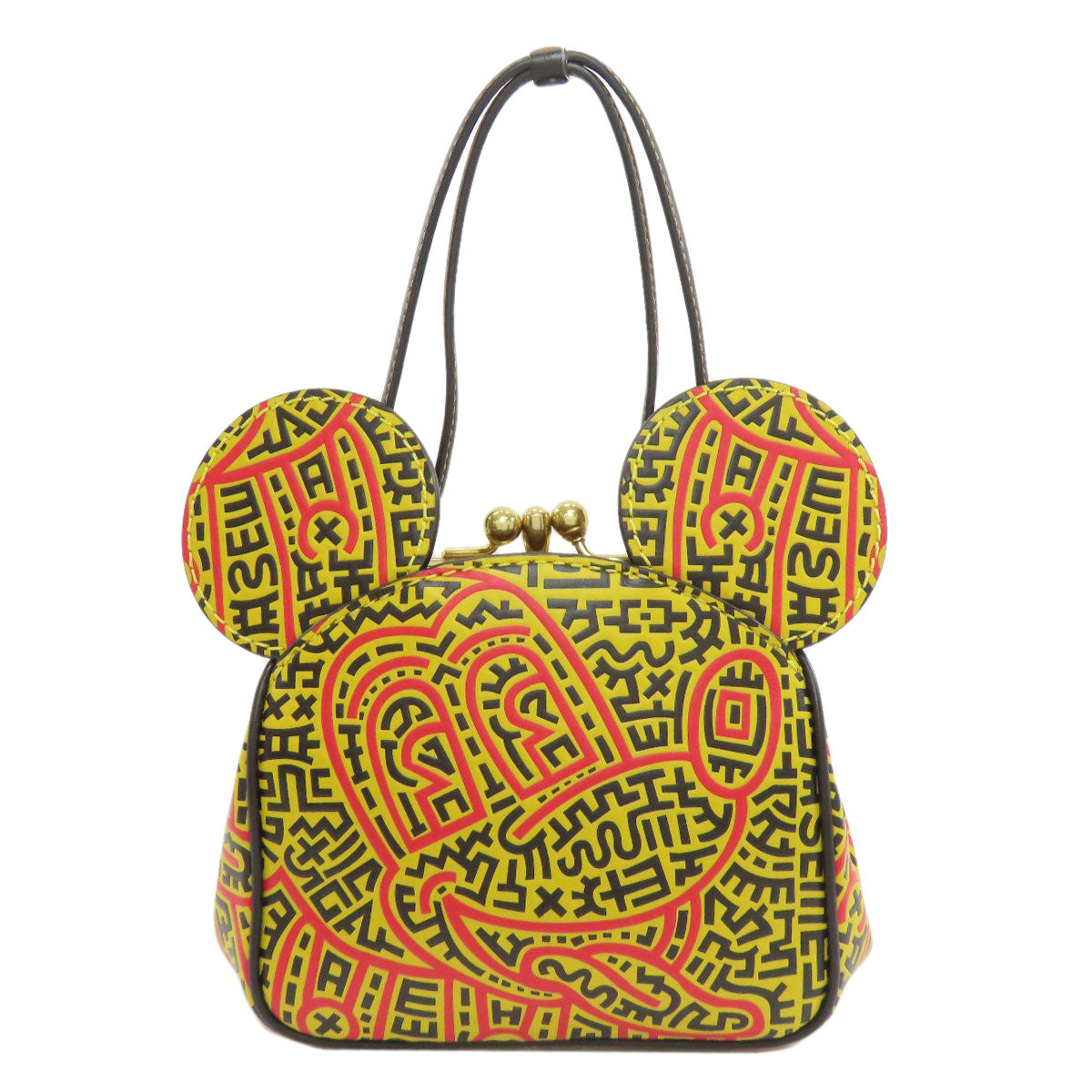COACH 4718 Kiss Rock Mickey collaboration 2WAY Shoulder Bag Leather Ladies [Used]