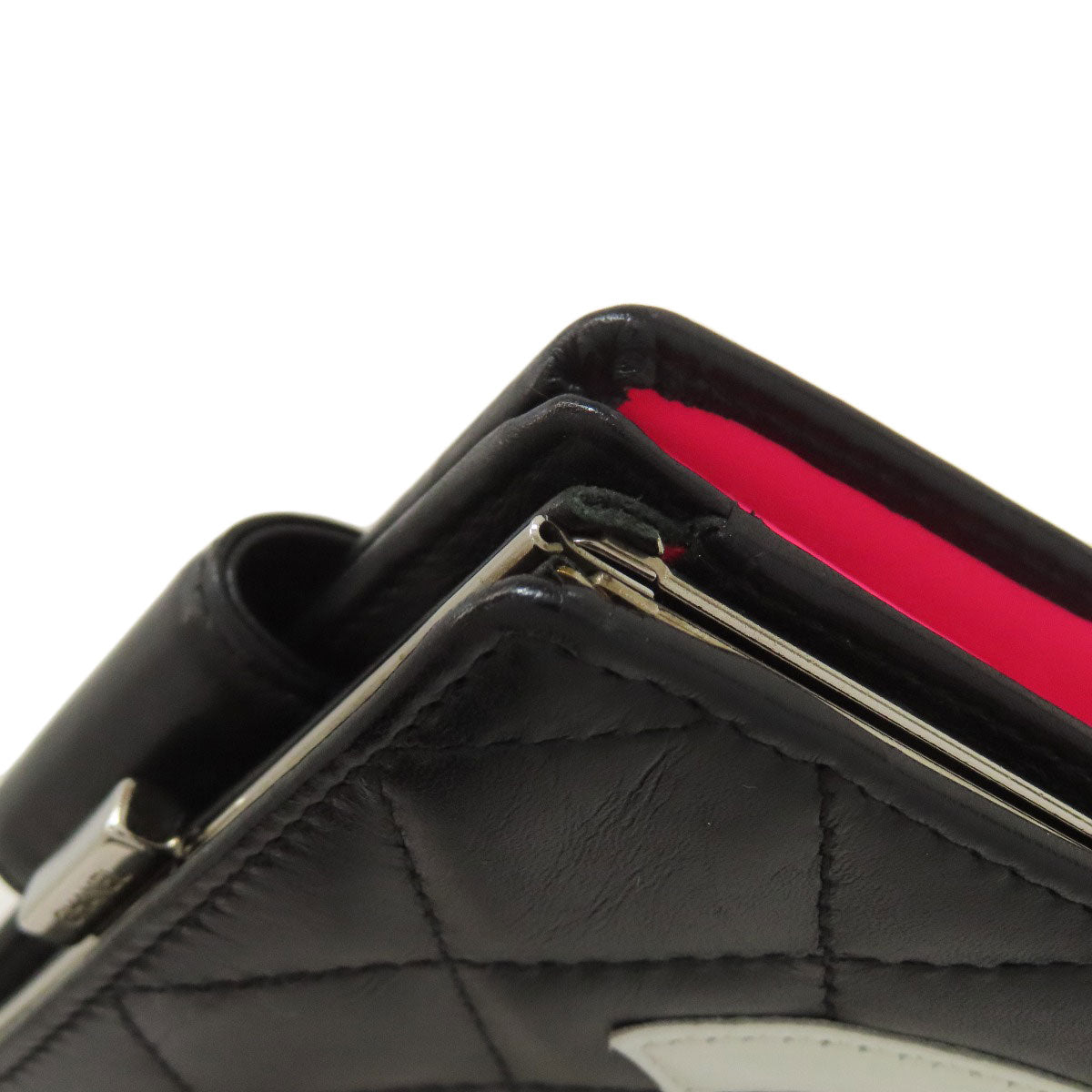 CHANEL CAMBON LINE SilverHardware Bifold Wallet with Coin Pocket Calf Ladies [Used]