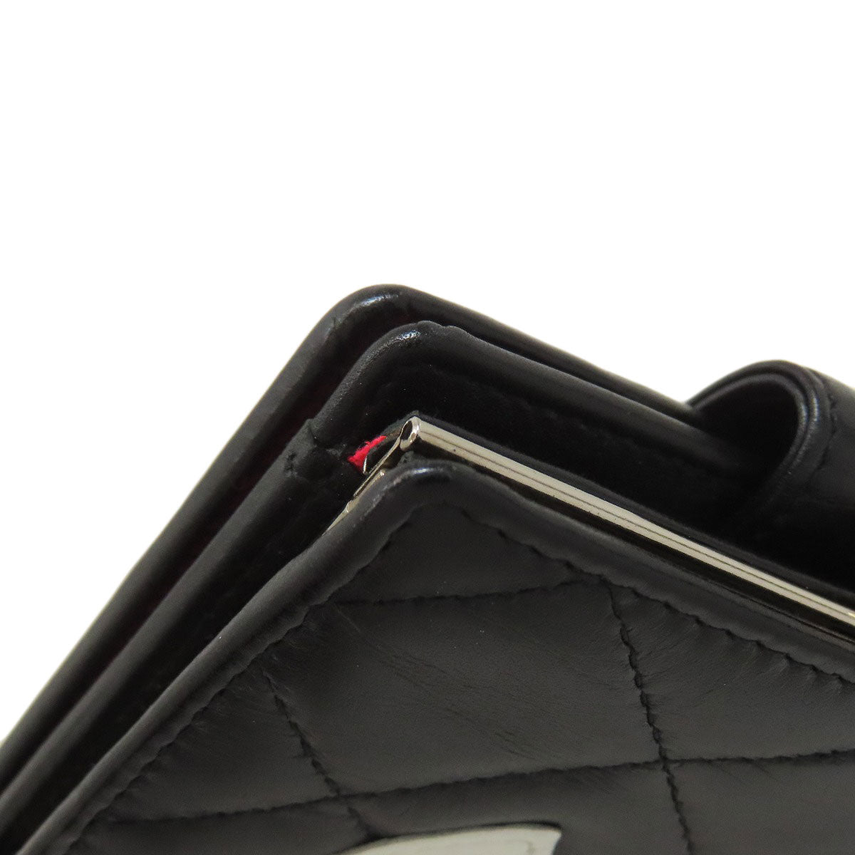 CHANEL CAMBON LINE SilverHardware Bifold Wallet with Coin Pocket Calf Ladies [Used]