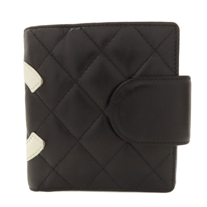 CHANEL CAMBON LINE SilverHardware Bifold Wallet with Coin Pocket Calf Ladies [Used]