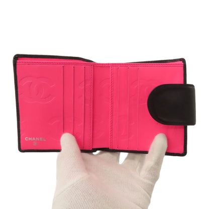 CHANEL CAMBON LINE SilverHardware Bifold Wallet with Coin Pocket Calf Ladies [Used]