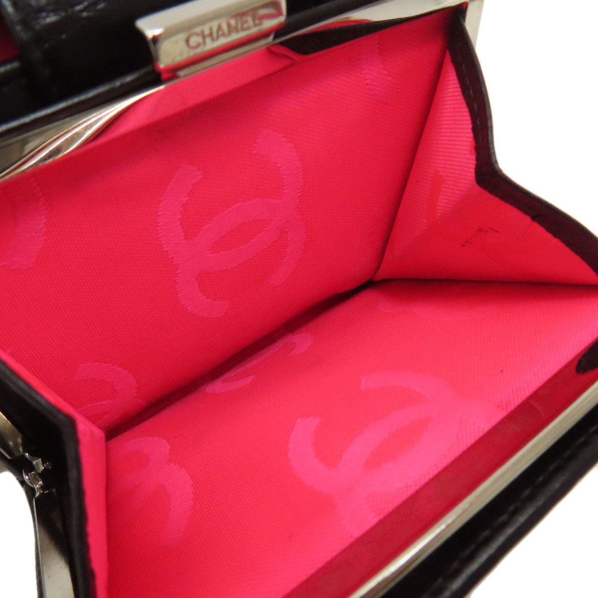 CHANEL CAMBON LINE SilverHardware Bifold Wallet with Coin Pocket Calf Ladies [Used]