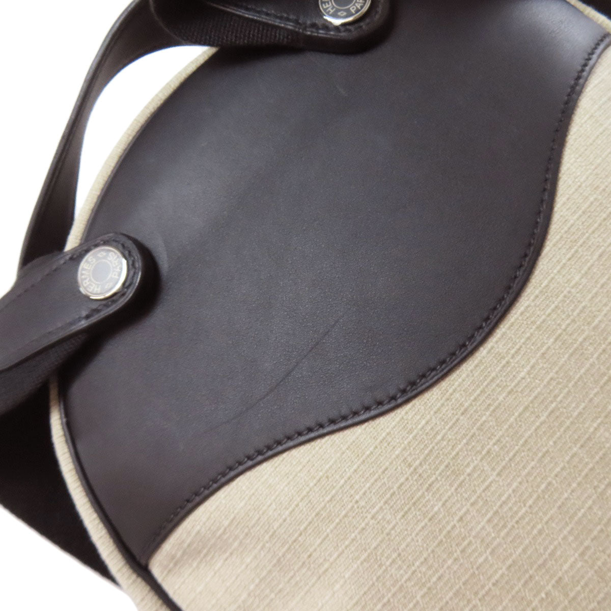 HERMES Slicked Back SilverHardware Backpack Â· Daypack Canvas CalfLadies [Used]