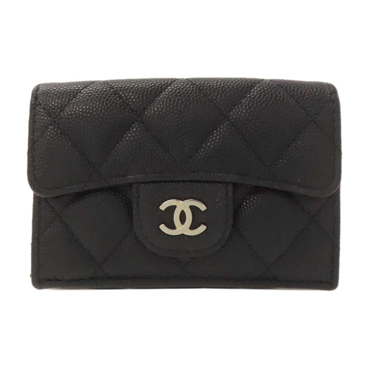 CHANEL Matelasse COCO Mark GoldHardware Bifold Wallet with Coin Pocket Grained Calfskin Skin Ladies [Used]