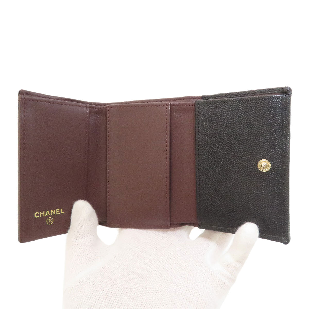 CHANEL Matelasse COCO Mark GoldHardware Bifold Wallet with Coin Pocket Grained Calfskin Skin Ladies [Used]