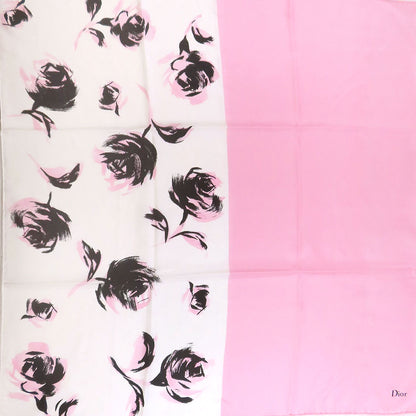 CHRISTIAN DIOR Flower pattern Scarf Silk Ladies [Used]