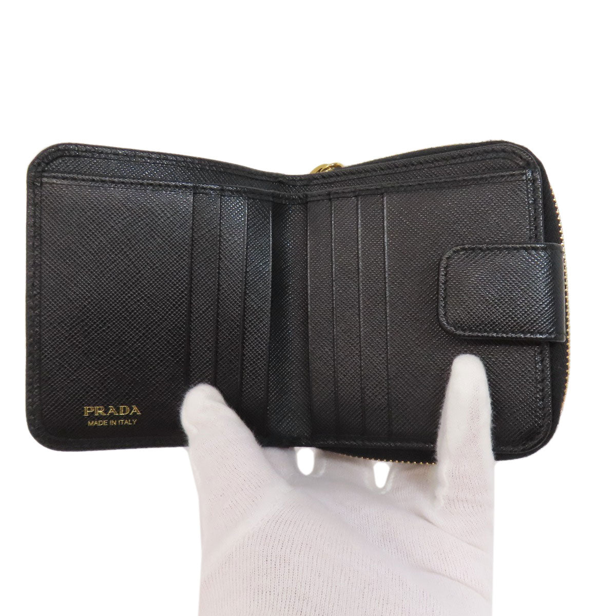 PRADA Zip wallet Bifold Wallet with Coin Pocket Safiano Ladies [Used]
