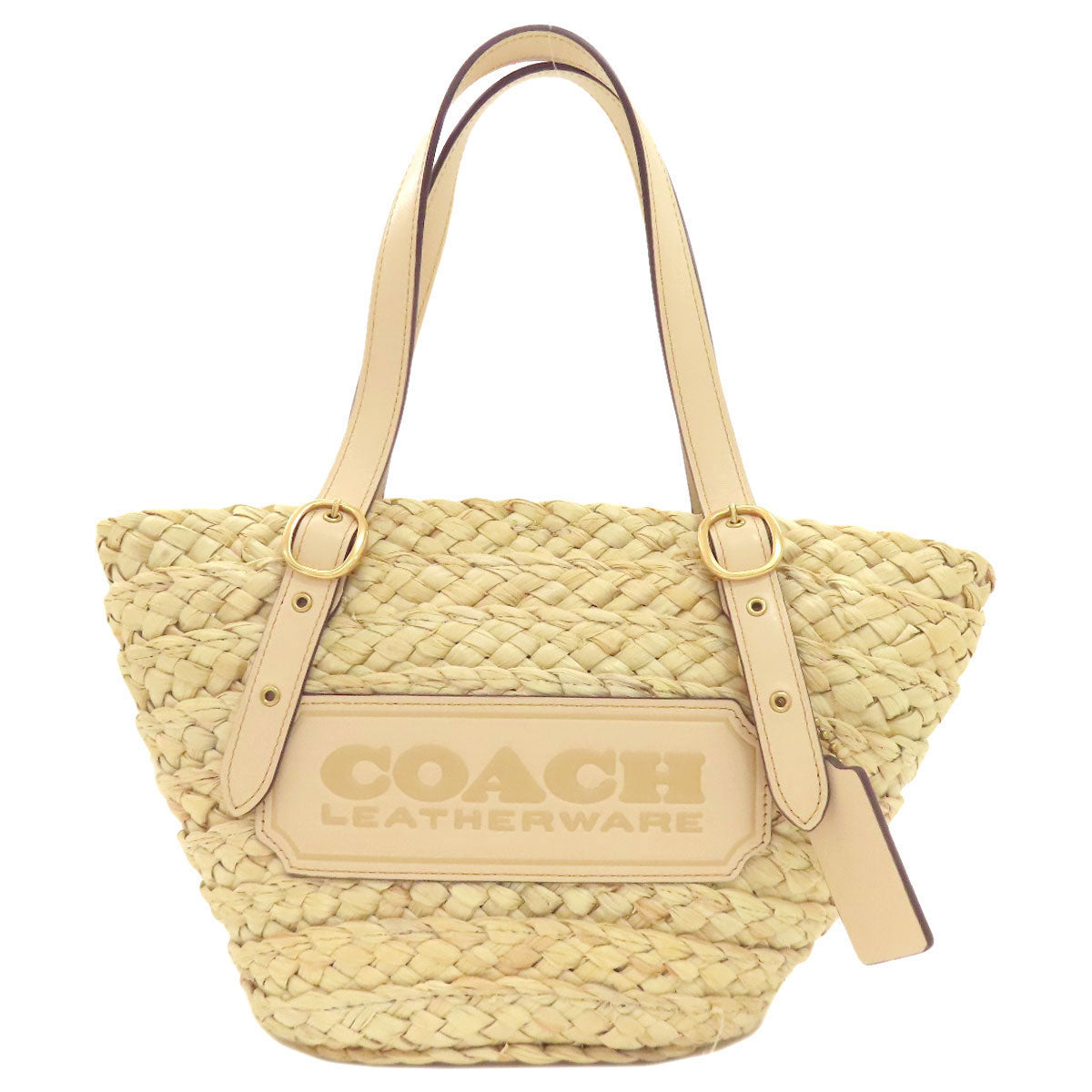 COACH CJ633 logo Handbag Raffia LeatherLadies [Used]