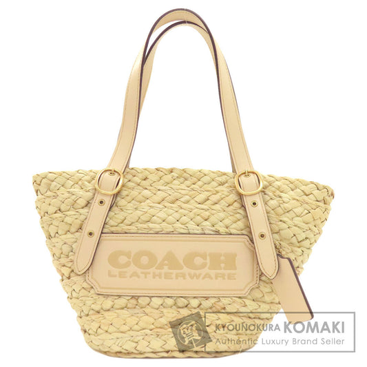COACH CJ633 logo Handbag Raffia LeatherLadies [Used]