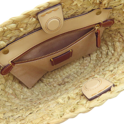 COACH CJ633 logo Handbag Raffia LeatherLadies [Used]