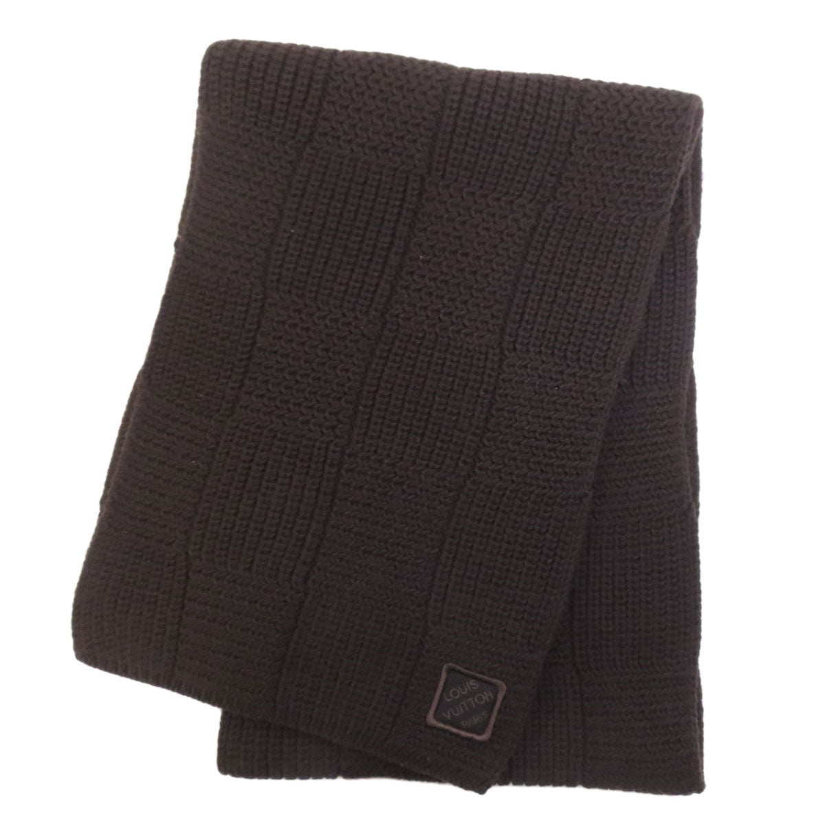 LOUIS VUITTON Logo Damierpattern Scarf wool Ladies [Used]