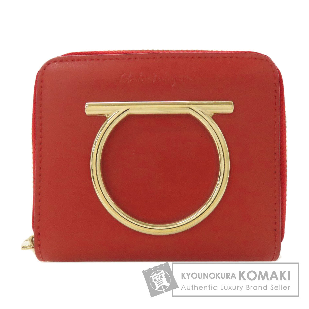 Salvatore Ferragamo GanciniHardware Bifold Wallet with Coin Pocket Leather Ladies [Used]