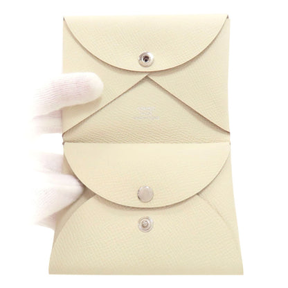 HERMES Calvi Duo Cre SilverHardware Card Case Epsom Ladies [Used]