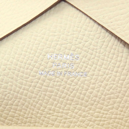 HERMES Calvi Duo Cre SilverHardware Card Case Epsom Ladies [Used]