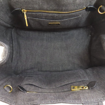PRADA 1BG642 Canapa 2WAY Handbag Denim Ladies [Used]