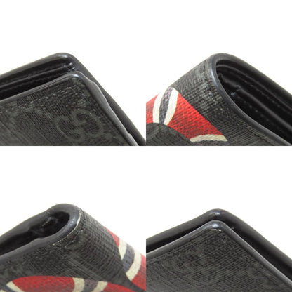 GUCCI 451266 GG Supreme Snake Print Bifold Wallet with Coin Pocket PVC mens [Used]