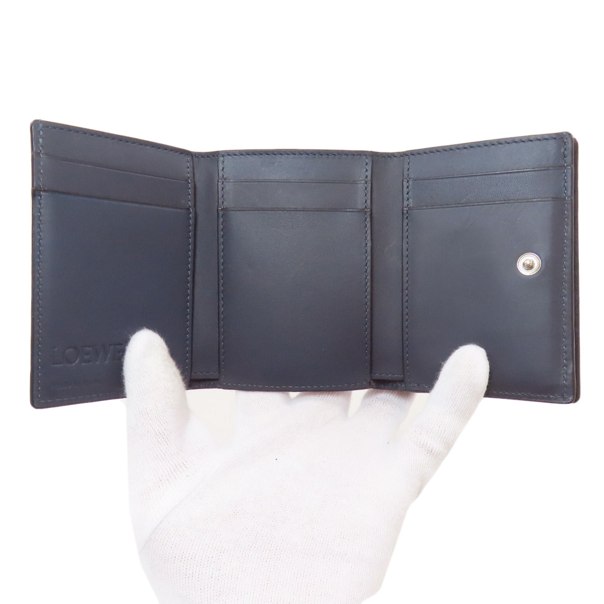 LOEWE Compact Wallet Anagram Bifold Wallet with Coin Pocket Leather Ladies [Used]