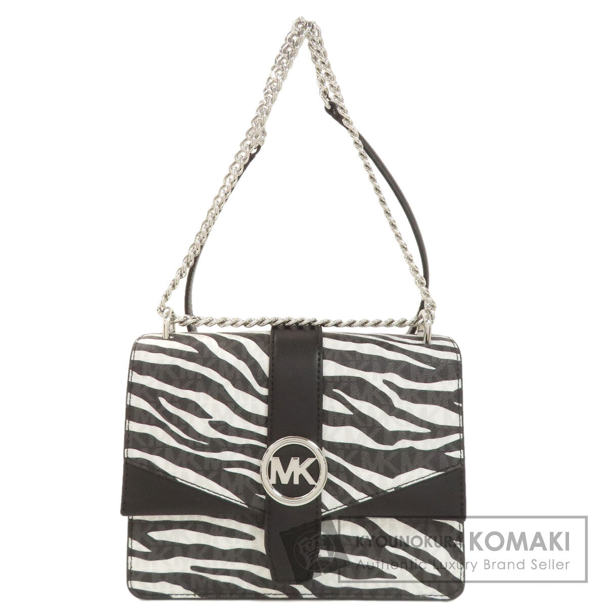 Michael Kors ChainShoulder MK Signature Zebra Pattern Shoulder Bag PVC Ladies [Used]