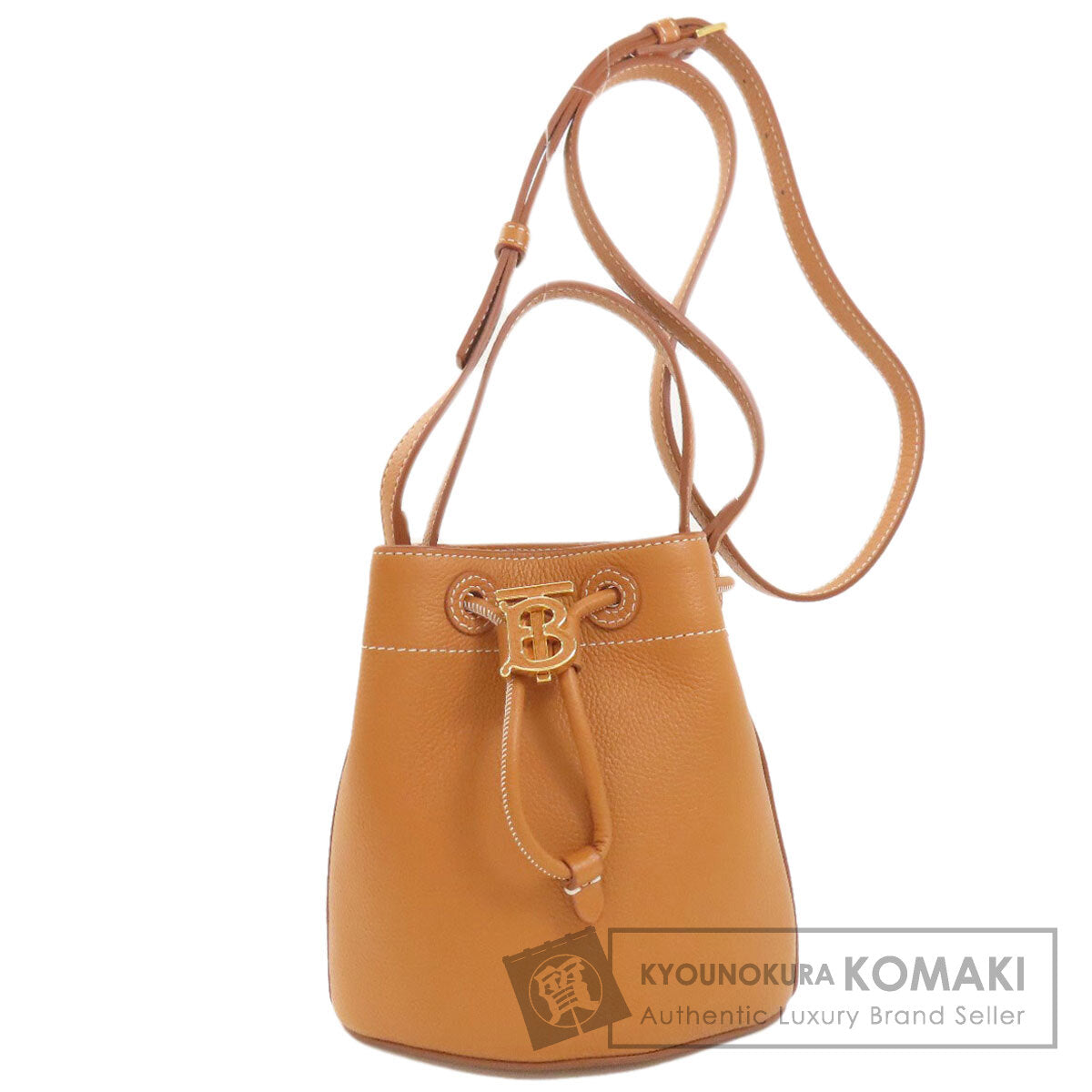 BURBERRY TB logo drawstring bag 2-way Handbag Leather Ladies [Used]