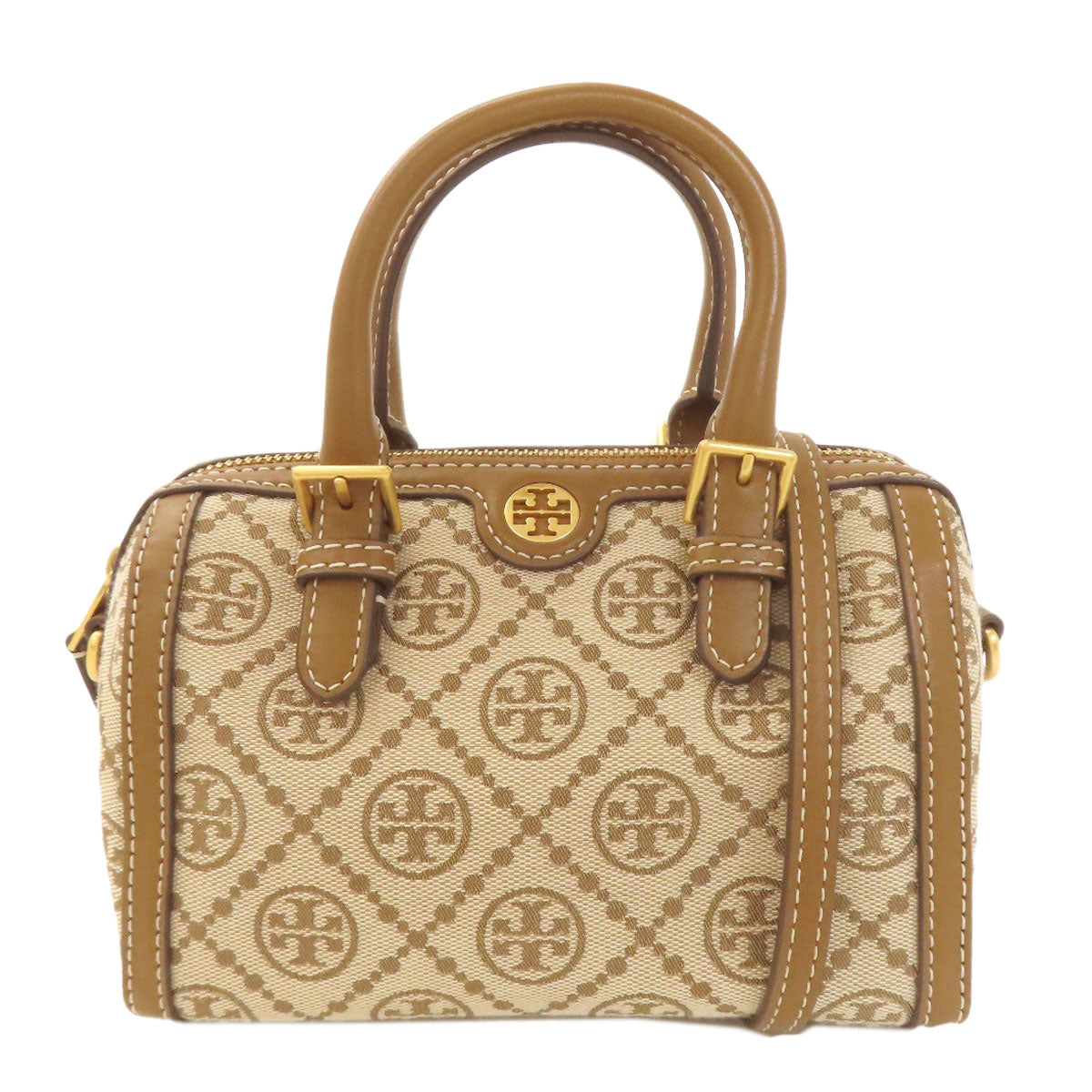Tory Burch Petit Barrel TMonogram 2WAY Handbag Canvas LeatherLadies [Used]