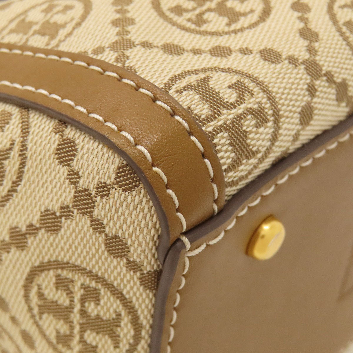 Tory Burch Petit Barrel TMonogram 2WAY Handbag Canvas LeatherLadies [Used]