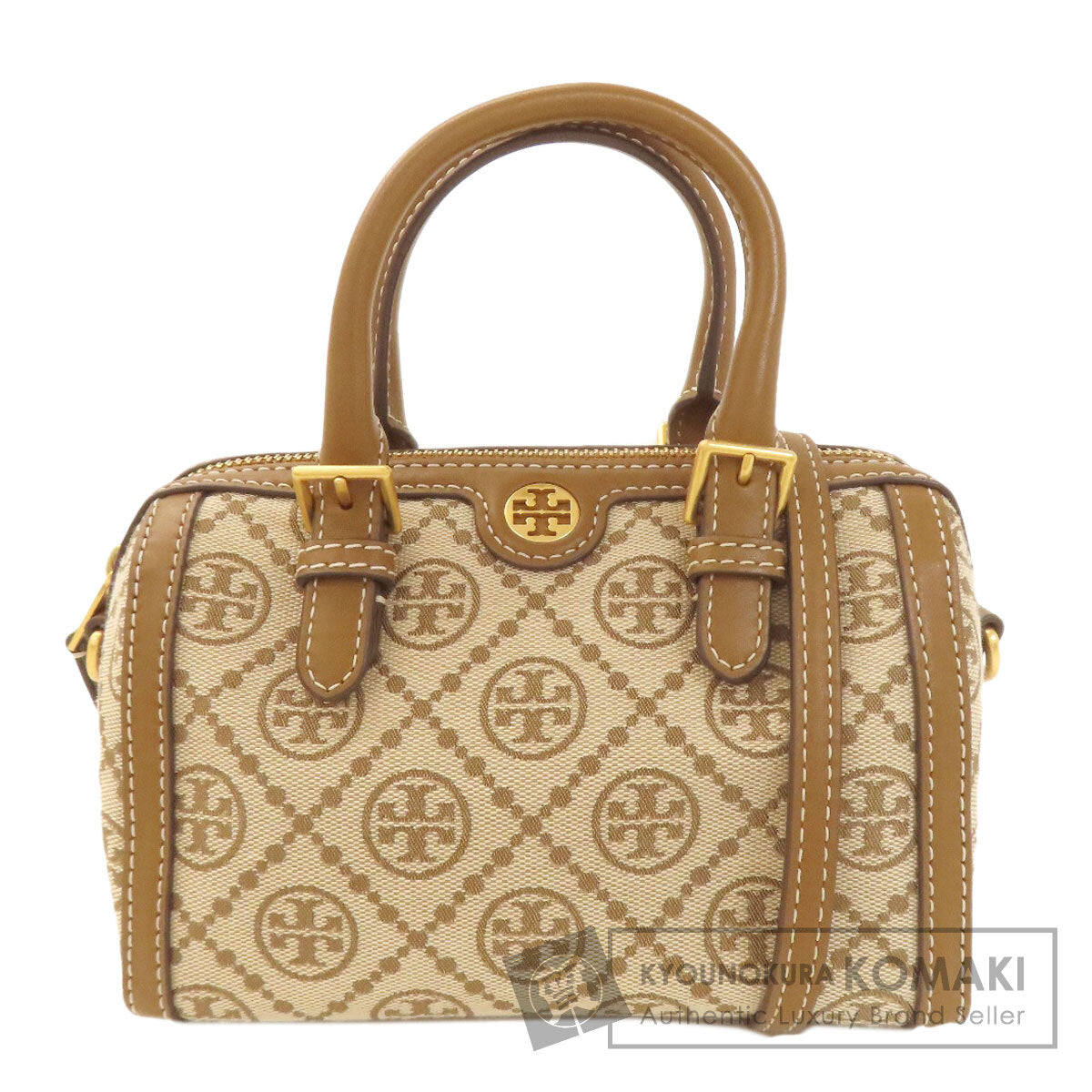 Tory Burch Petit Barrel TMonogram 2WAY Handbag Canvas LeatherLadies [Used]