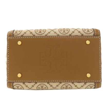 Tory Burch Petit Barrel TMonogram 2WAY Handbag Canvas LeatherLadies [Used]