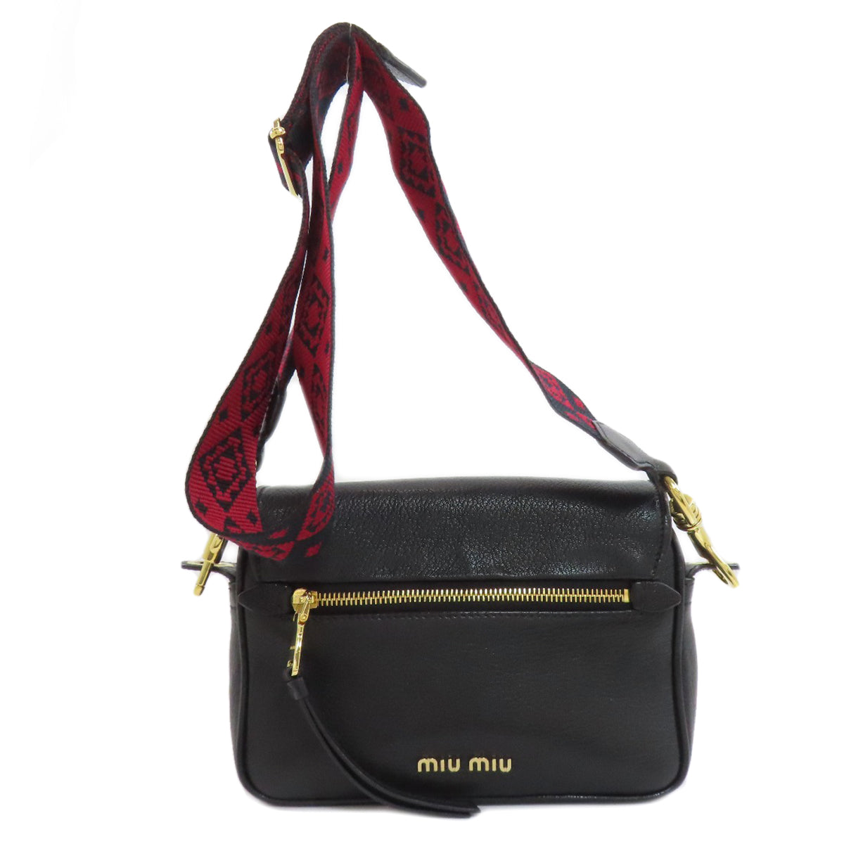MIUMIU logo Shoulder Bag Leather Ladies [Used]
