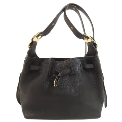 Salvatore Ferragamo Drawstring Belt Shoulder Bag Leather Ladies [Used]