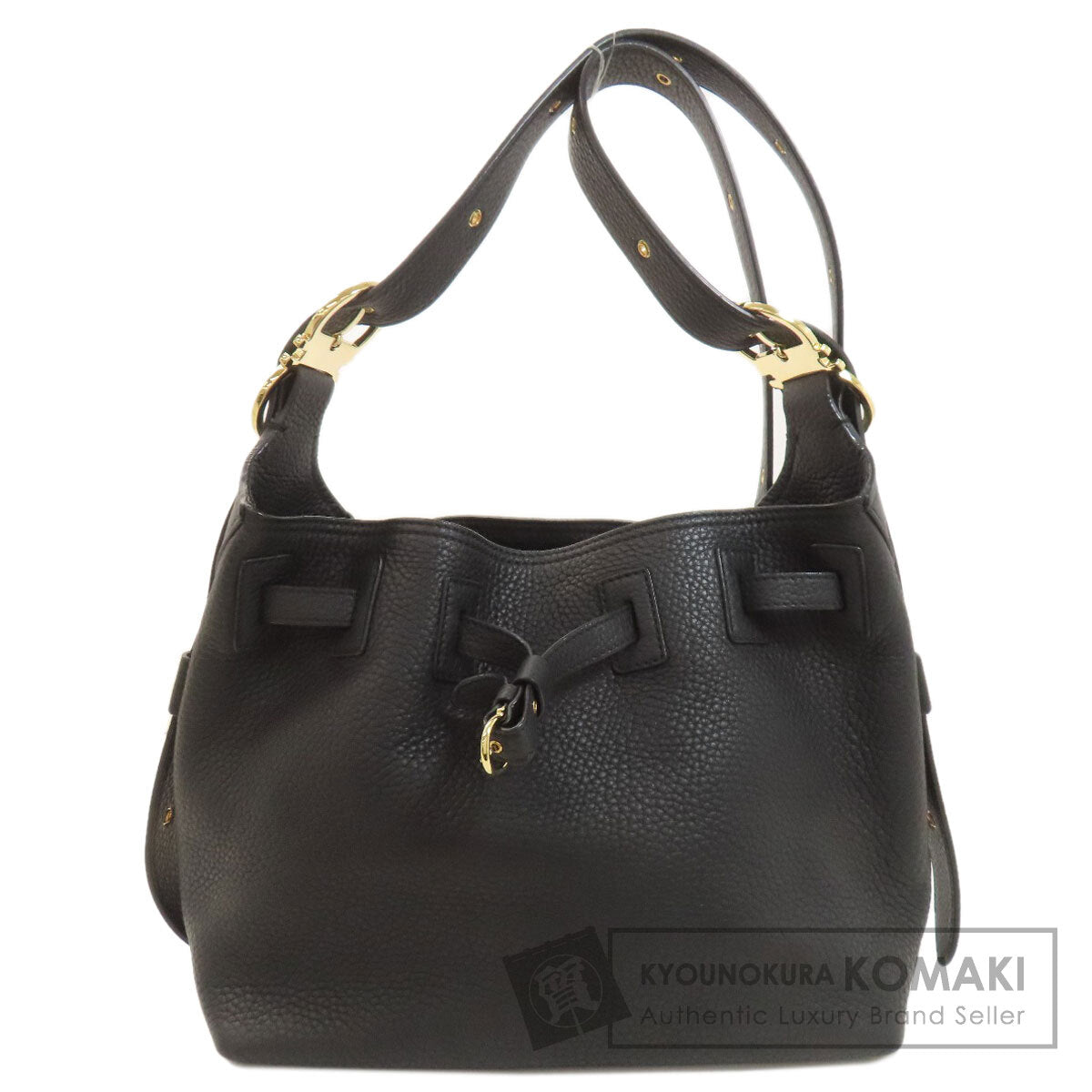 Salvatore Ferragamo Drawstring Belt Shoulder Bag Leather Ladies [Used]