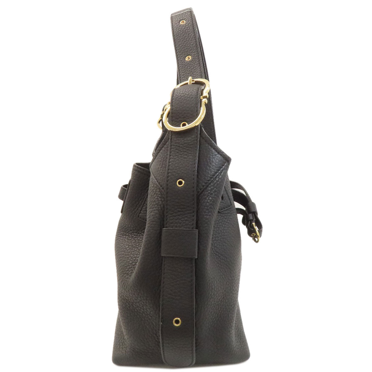 Salvatore Ferragamo Drawstring Belt Shoulder Bag Leather Ladies [Used]