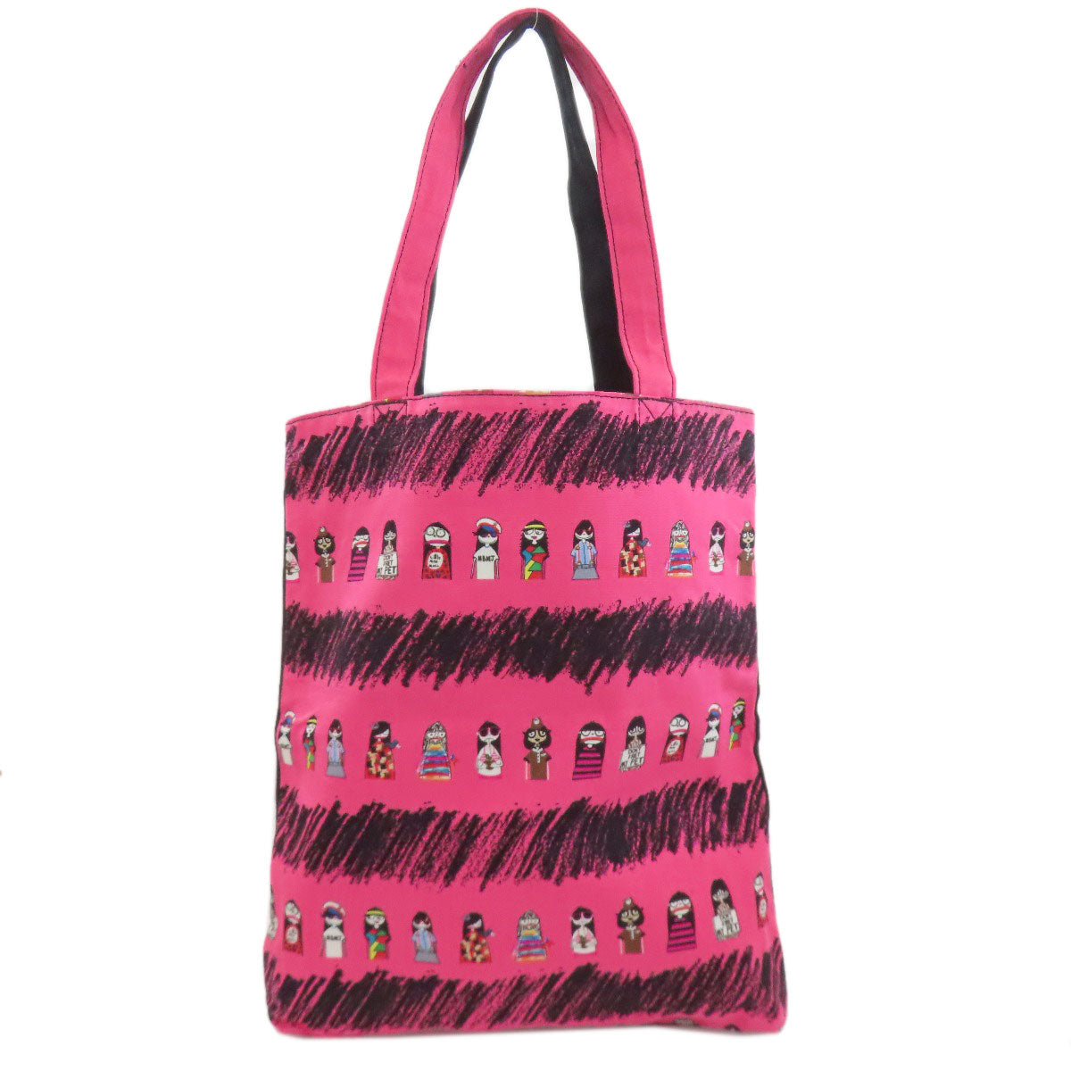 MARC BY MARC JACOBS I LOVE MISS MAKC person pattern Tote Bag Canvas Ladies [Used]