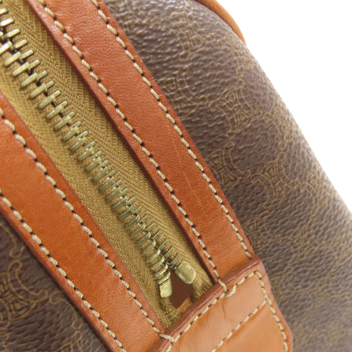 CELINE Macadam pattern Boston bag Leather Ladies [Used]