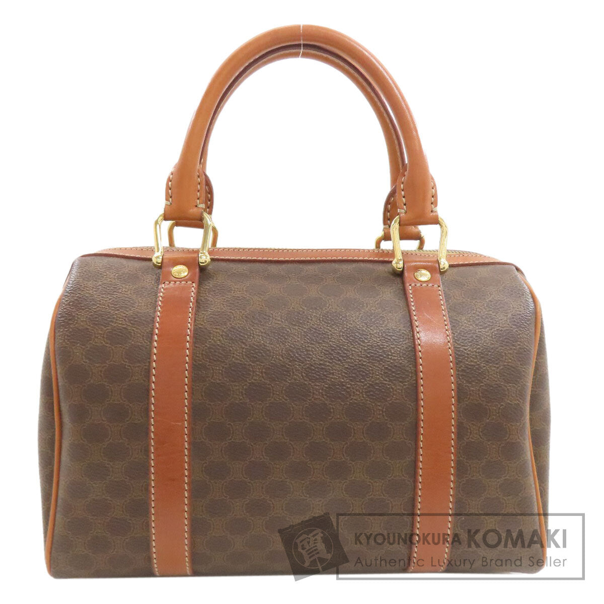 CELINE Macadam pattern Boston bag Leather Ladies [Used]