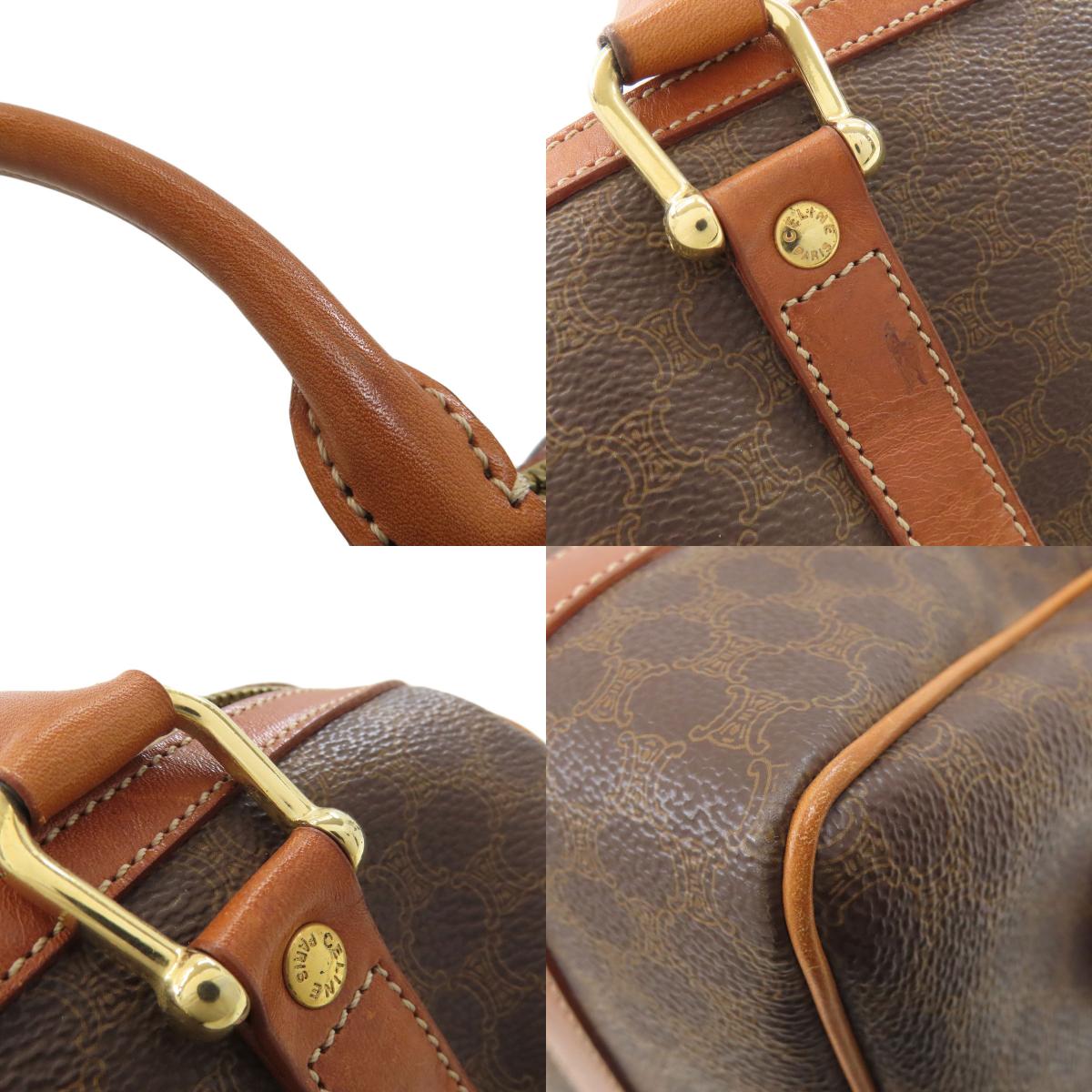 CELINE Macadam pattern Boston bag Leather Ladies [Used]