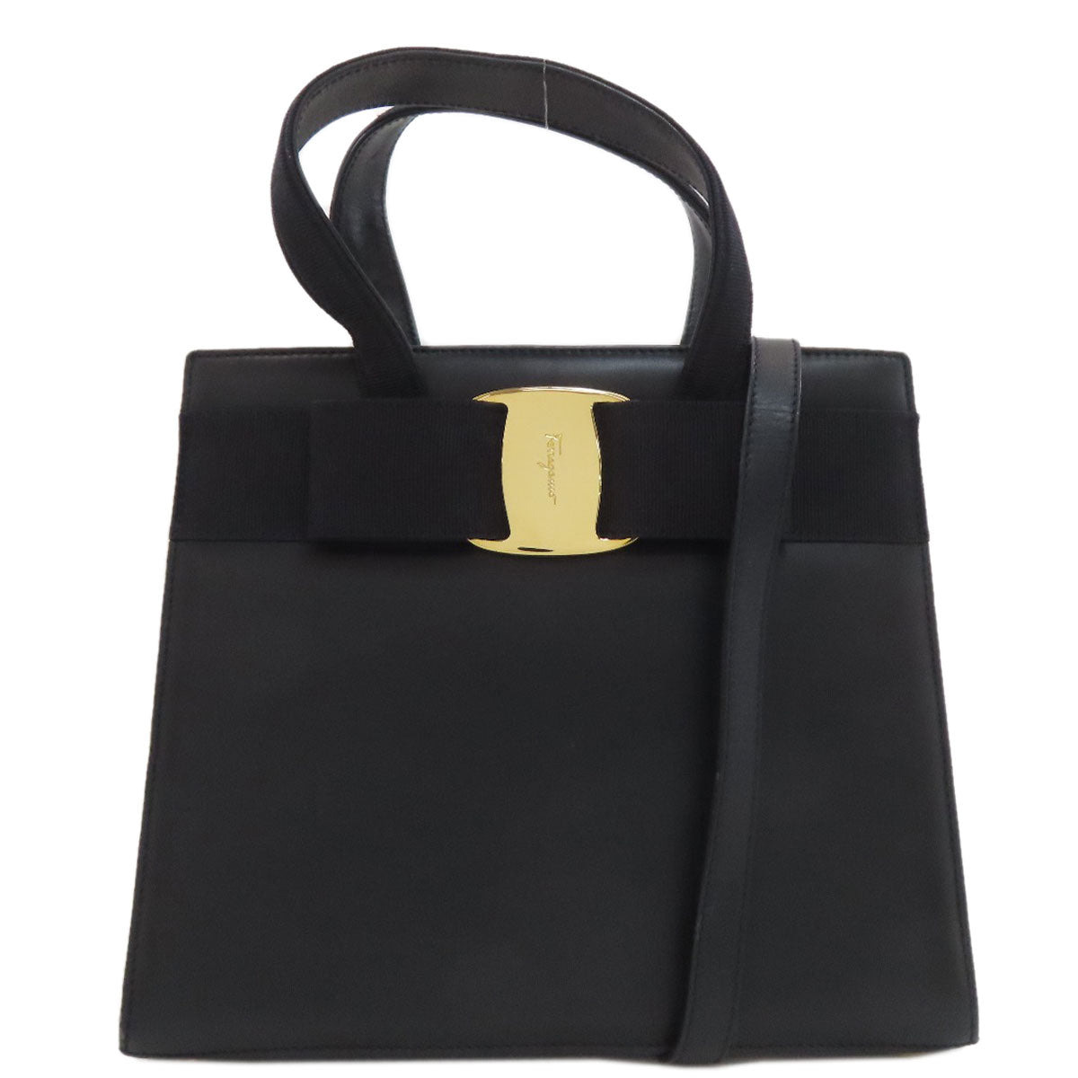 Salvatore Ferragamo Vala Ribbon 2WAY Handbag Leather Ladies [Used]