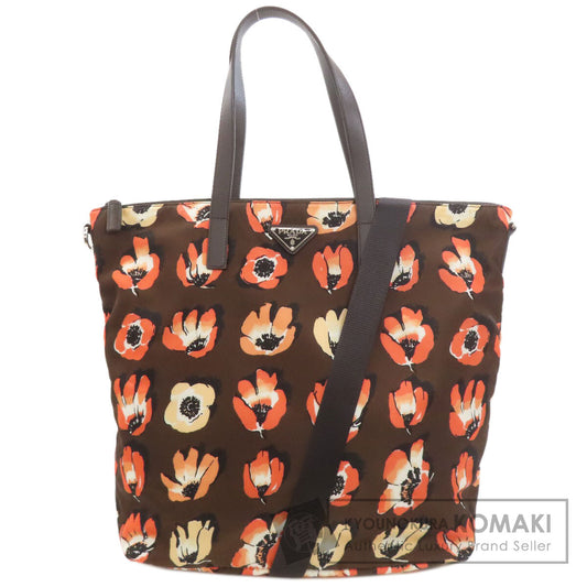 PRADA B4696F Logo Hardware Flower 2WAY Tote Bag Nylon Ladies [Used]