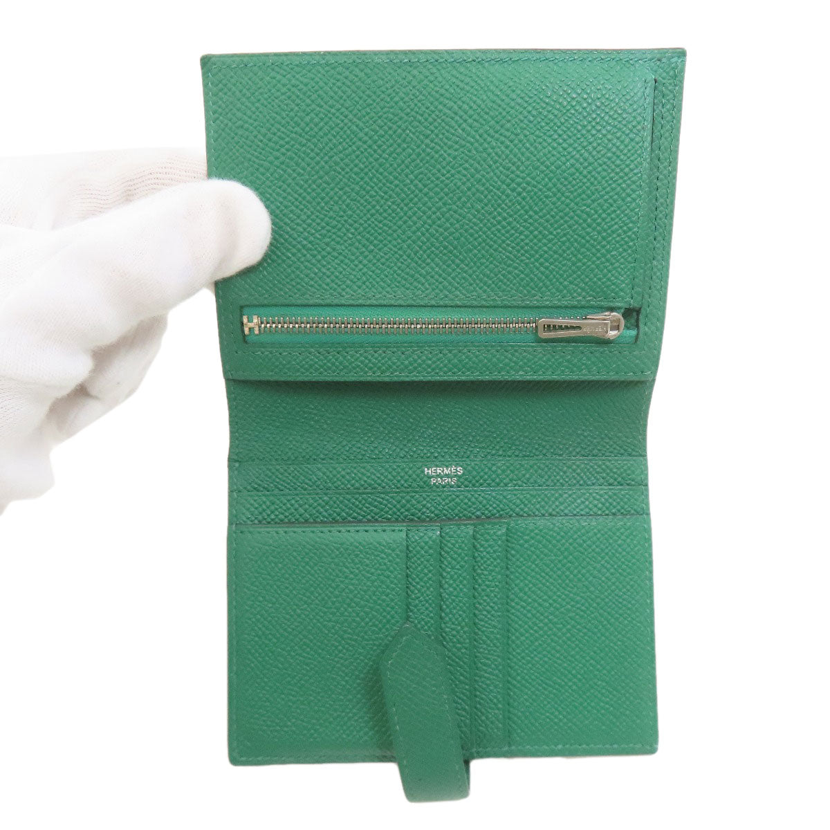 HERMES Bearn Compact SilverHardware Bifold Wallet with Coin Pocket Epsom Ladies [Used]