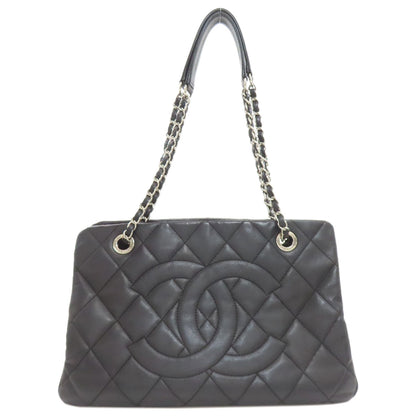 CHANEL Chain Bag Matelasse Silver Hardware Tote Bag Grained Calfskin Skin Ladies [Used]