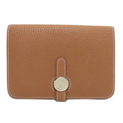 HERMES Dogon Compact Gold SilverHardware coin purse Taurillon Clemence Ladies [Used]
