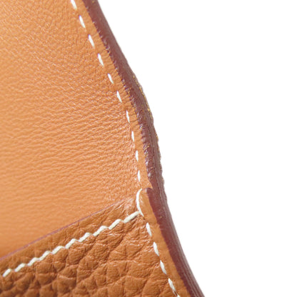 HERMES Dogon Compact Gold SilverHardware coin purse Taurillon Clemence Ladies [Used]