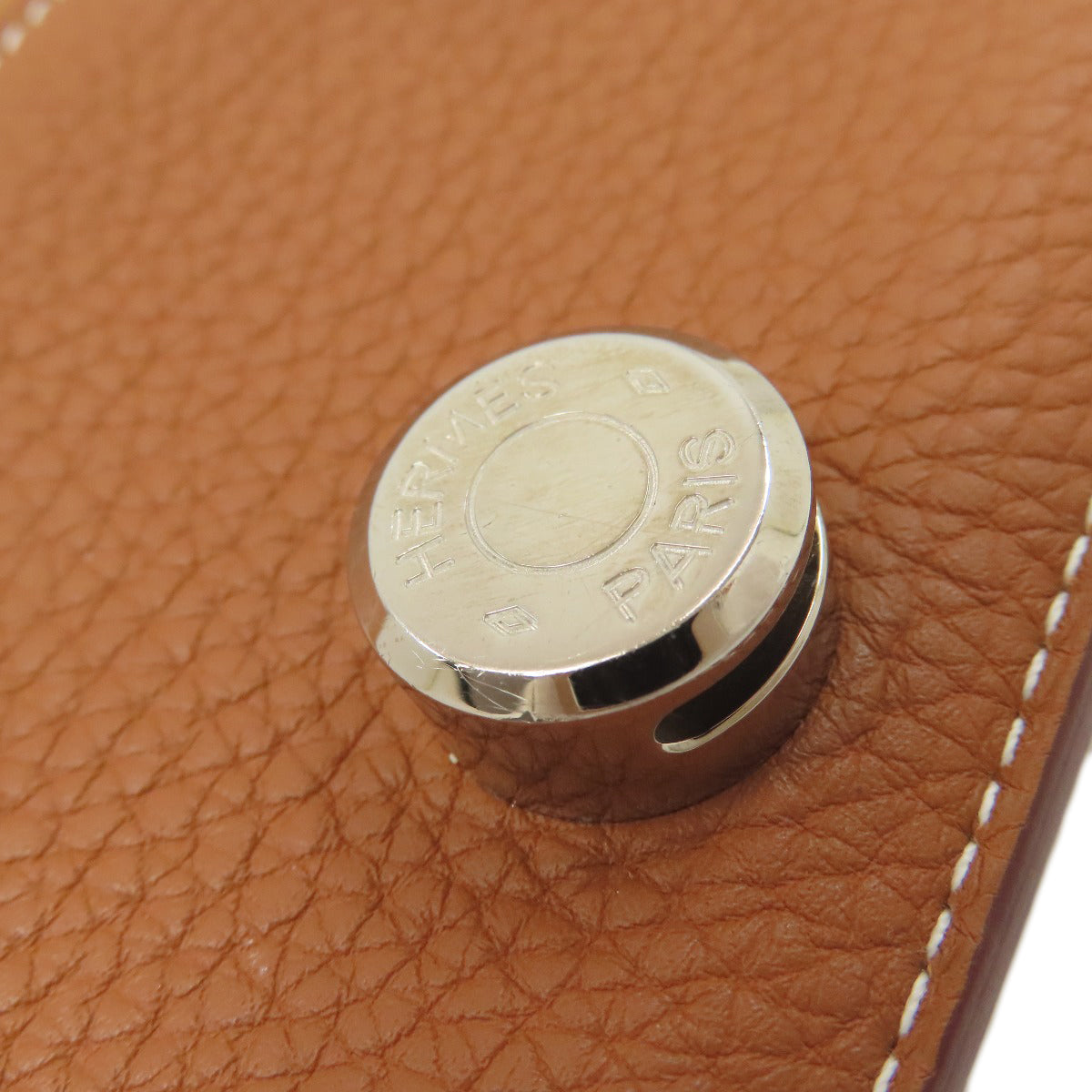 HERMES Dogon Compact Gold SilverHardware coin purse Taurillon Clemence Ladies [Used]